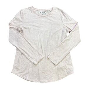 Buttercloth Womens Regular Fit Long Sleeve Pink Marled Cotton Blend T Shirt M